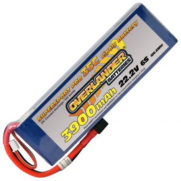 3900mAh 6S 22.2v 35C LiPo Battery - Overlander Supersport Pro