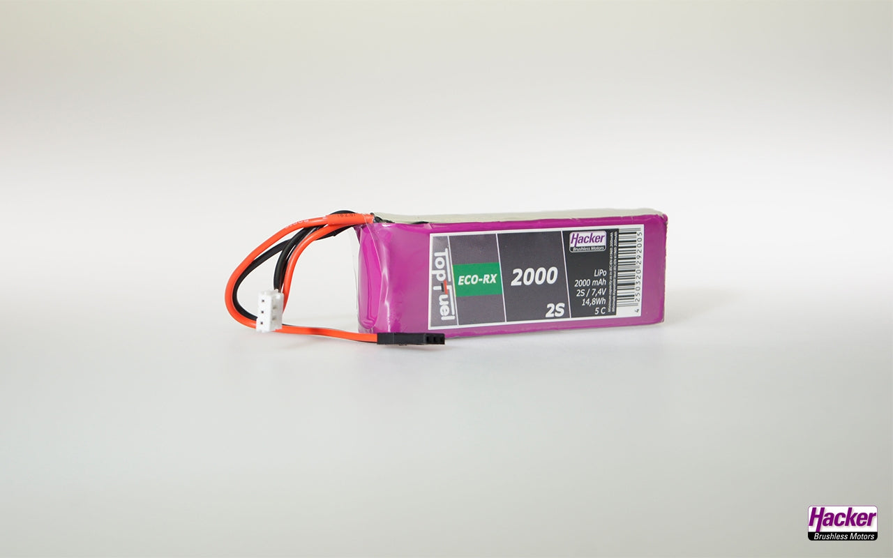 Hacker TopFuel LiPo 5C ECO-RX 2000mAh 7.4v 2 Cell LiPo Battery 92000236