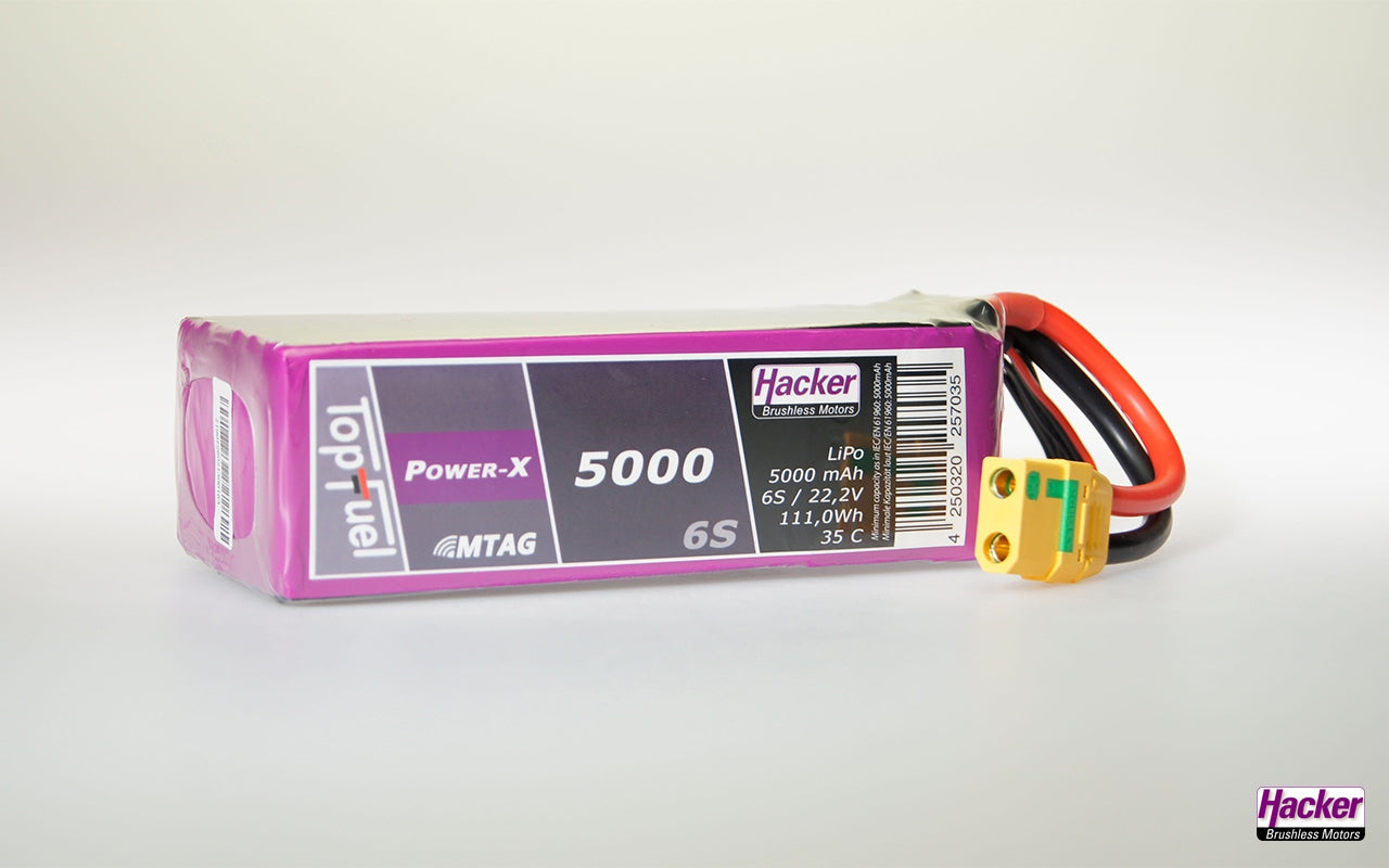 Hacker TopFuel Power-X 6S 5000mAh 35C LiPo Battery With MTAG