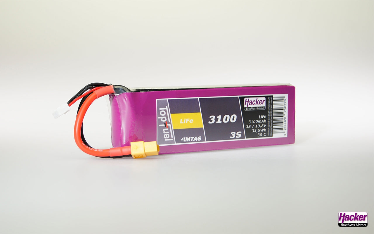Hacker TopFuel LiFe Battery 3S 3100mAh 30C With MTAG Ideal for KingTech Turbines 93100351