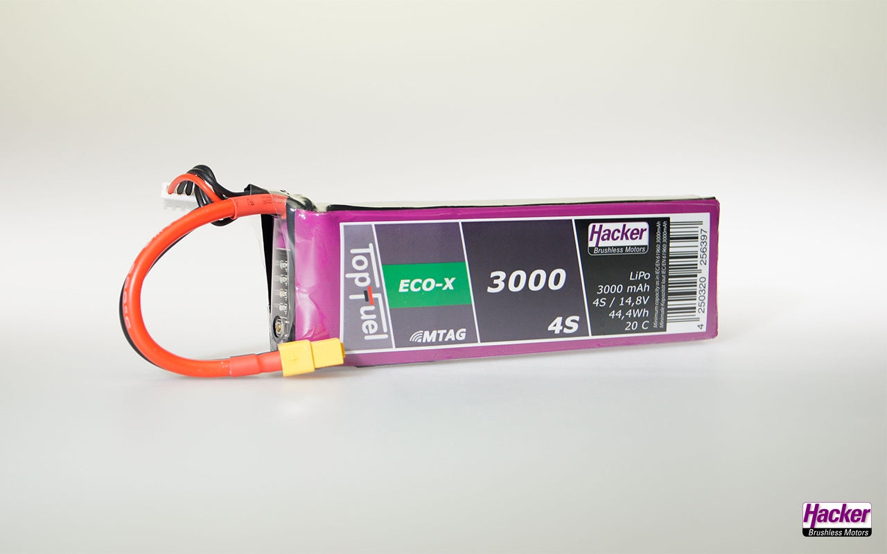 Hacker TopFuel ECO-X 4S 3000mAh 20C MTAG LiPo Battery 93000431