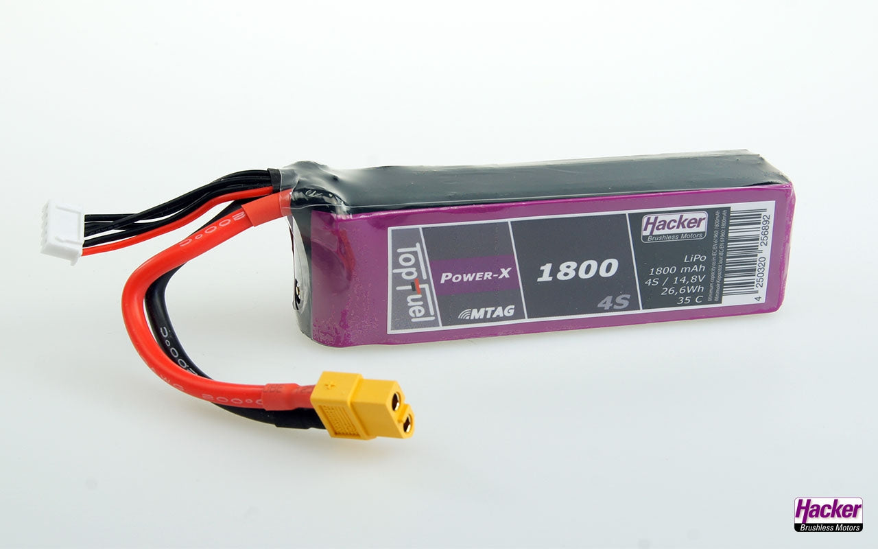 Hacker TopFuel Power-X 4S 1800mAh 35C LiPo Battery With MTAG 91800461