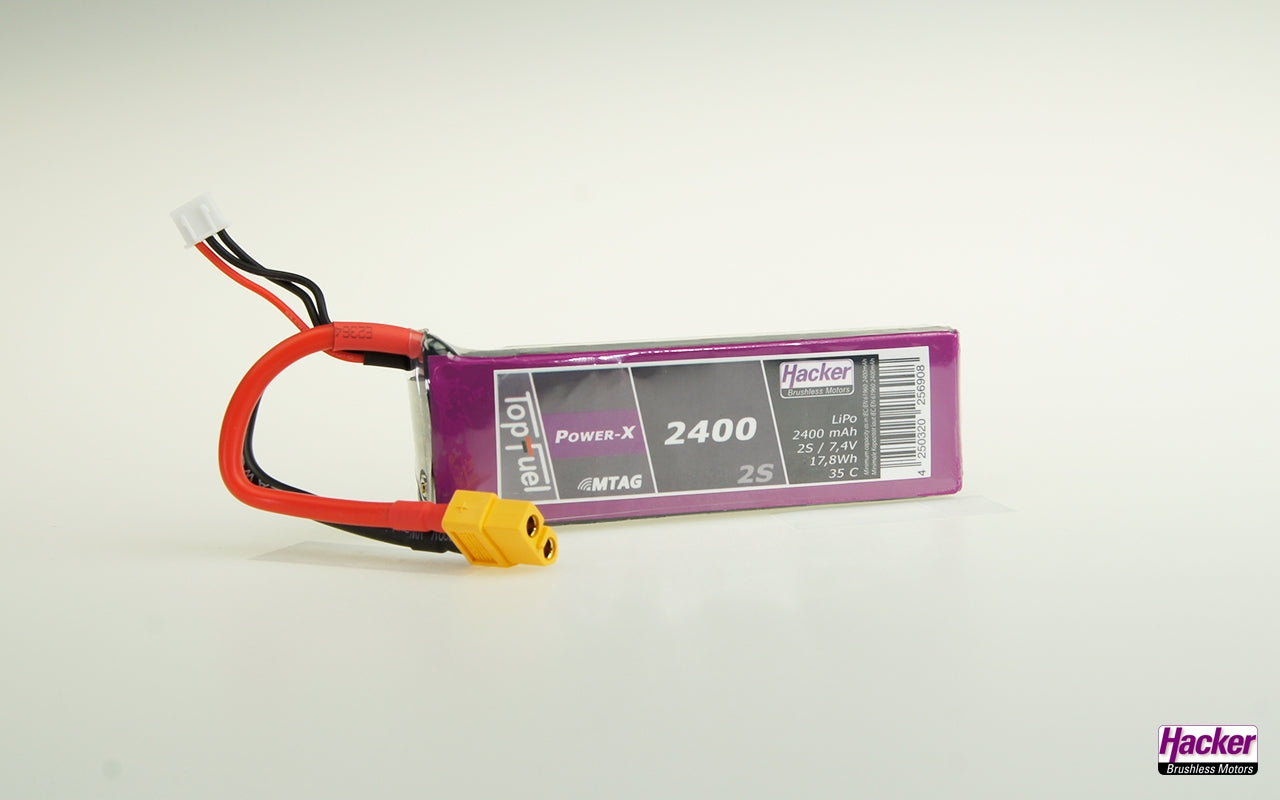 Hacker TopFuel Power-X 2S 2400mAh 35C LiPo Battery With MTAG