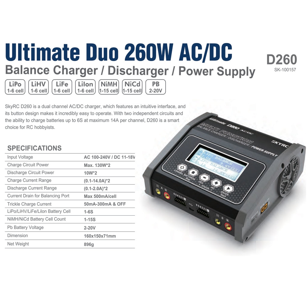 D260 Ultimate Duo 260W AC/DC from SKY RC SK-100157