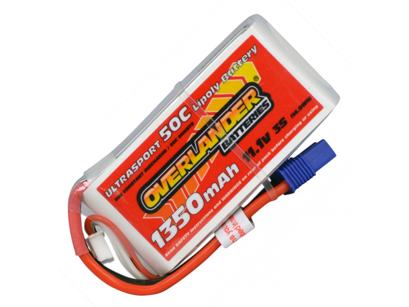 Overlander Ultrasport 1350mAh 3S 11.1v 50C LiPo Battery with EC3 2536