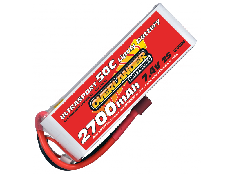 Overlander Ultrasport 2700mAh 2S 7.4v 50C LiPo Battery Deans