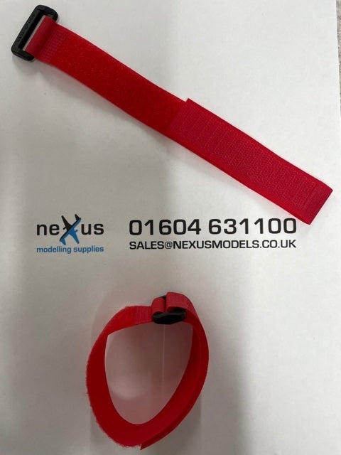 Velcro Battery Strap 300mm with Ring in Red