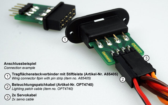 Wing connector 8pin with pin strip, plug & socket from Emcotec A85310