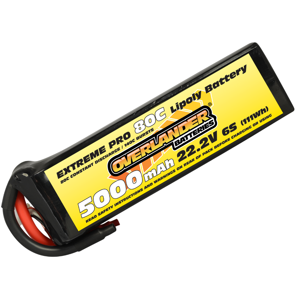 Overlander 5000mAh 22.2V 6S 80C Extreme Pro LiPo Battery - No Connector 2285