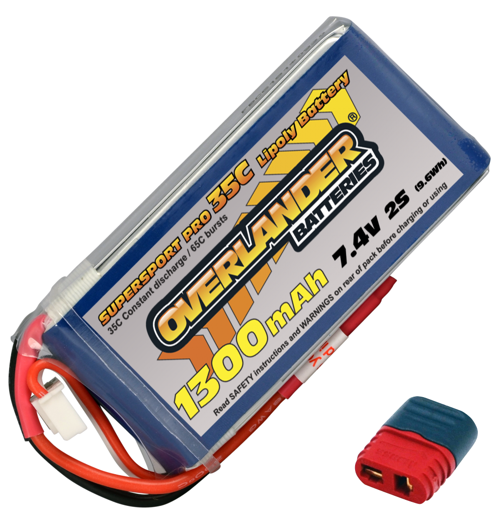 Overlander 1300mAh 7.4V 2S 35C Supersport Pro LiPo Battery 2562