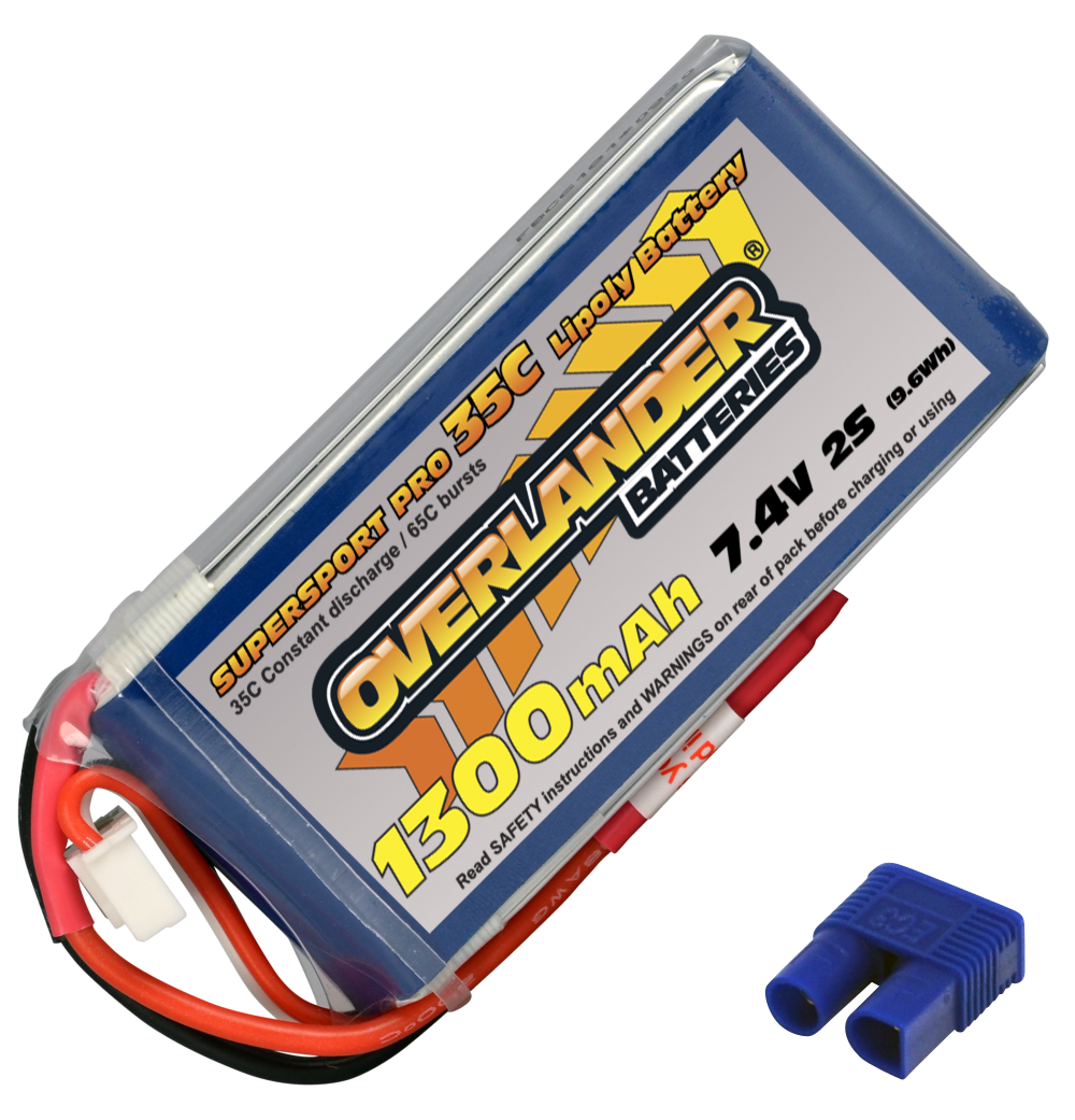 Overlander 1300mAh 7.4V 2S 35C Supersport Pro LiPo Battery 2562