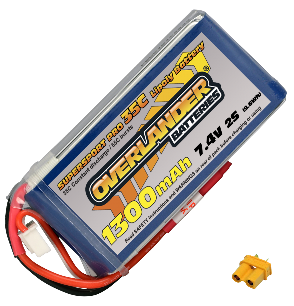 Overlander 1300mAh 7.4V 2S 35C Supersport Pro LiPo Battery 2562