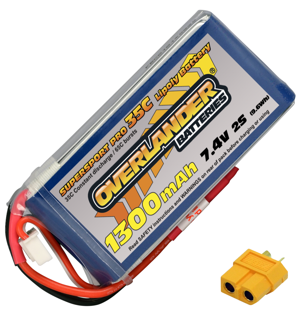 Overlander 1300mAh 7.4V 2S 35C Supersport Pro LiPo Battery 2562