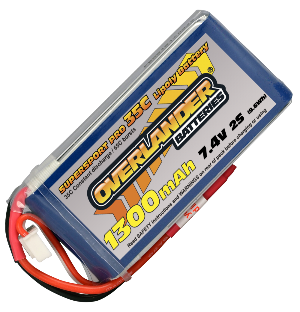 Overlander 1300mAh 7.4V 2S 35C Supersport Pro LiPo Battery 2562
