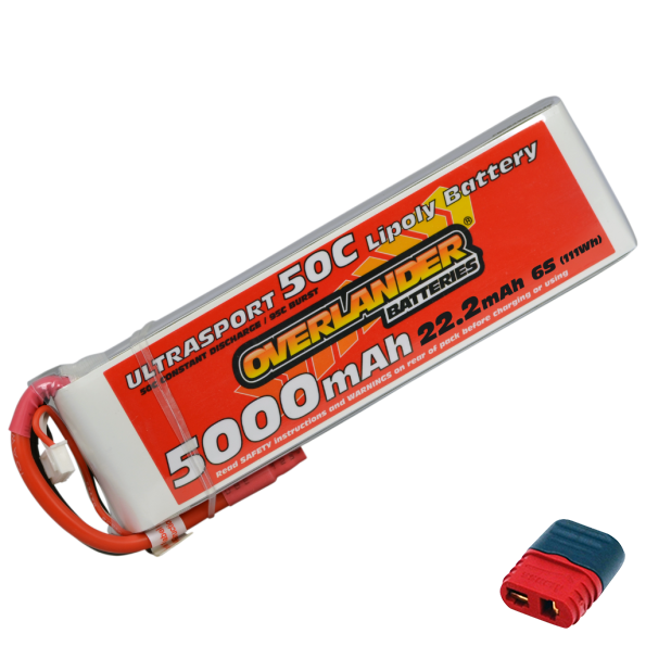 Overlander 5000mAh 22.2V 6S 50C Ultrasport LiPo Battery - Deans Connector 2665