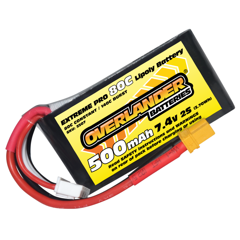 500mAh 7.4V 2S 80C Extreme Pro LiPo Battery with XT30 3507 from Overlander
