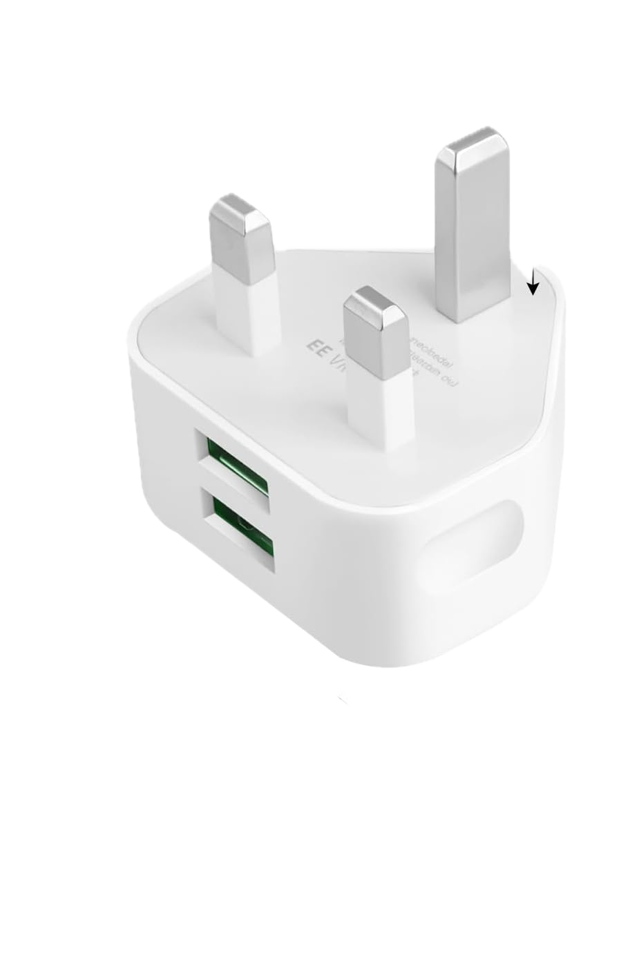 5V 2.1A 10W White Double USB A Charger Plug 100V-240V Ideal for Transmitter Charging