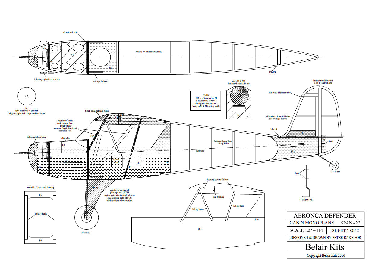 Belair Aeronca Defender 42" electric scale kit BA003