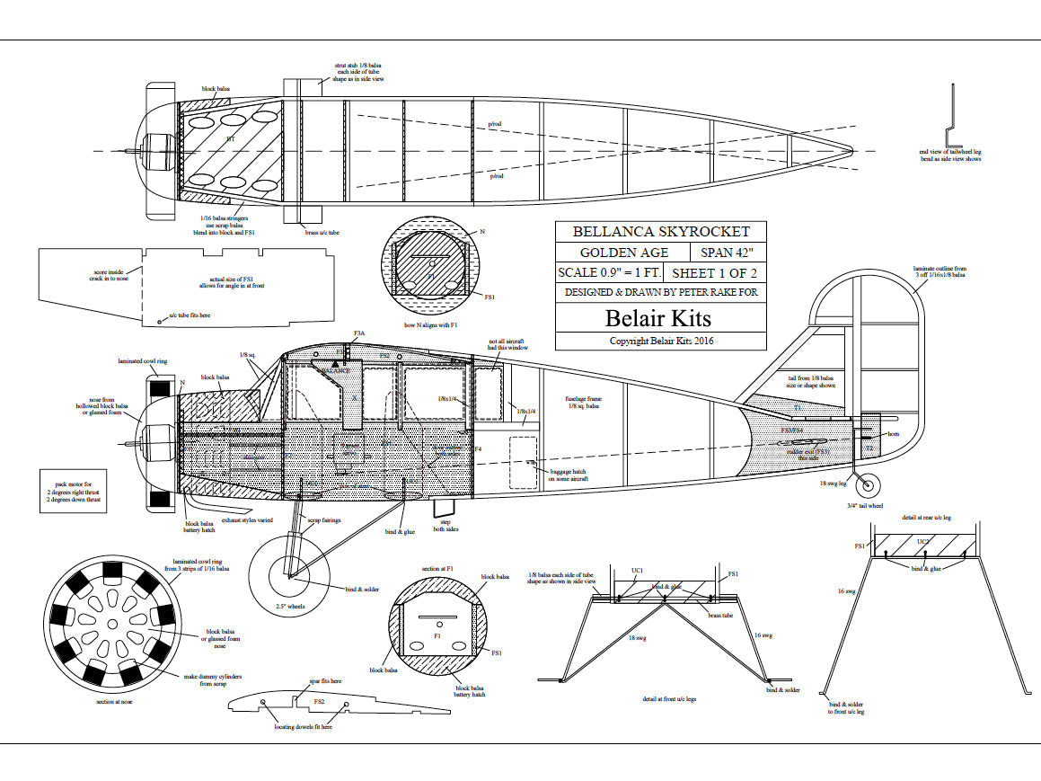 Belair Bellanca Skyrocket - 42" electric scale kit BA007