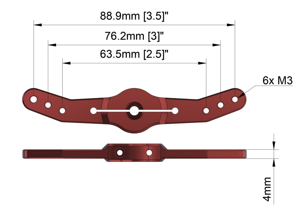 CHASERVO H/D Servo Offset Double-Arm 3.5" (8mm T25 output) Red CHA35825