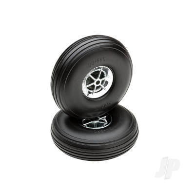 Dubro 3in Diameter Chrome Treaded Wheels (2 pcs) DUB300TC