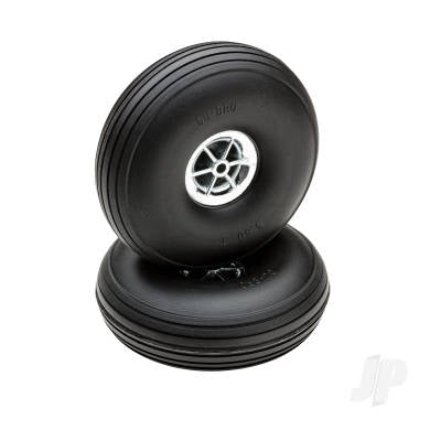 Dubro 3-1/2in Diameter Chrome Treaded Wheels (2 pcs) DUB350TC