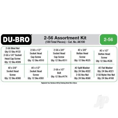 Dubro 2-56 Hardware Assortment Kit (180 pcs set) DUBAK100