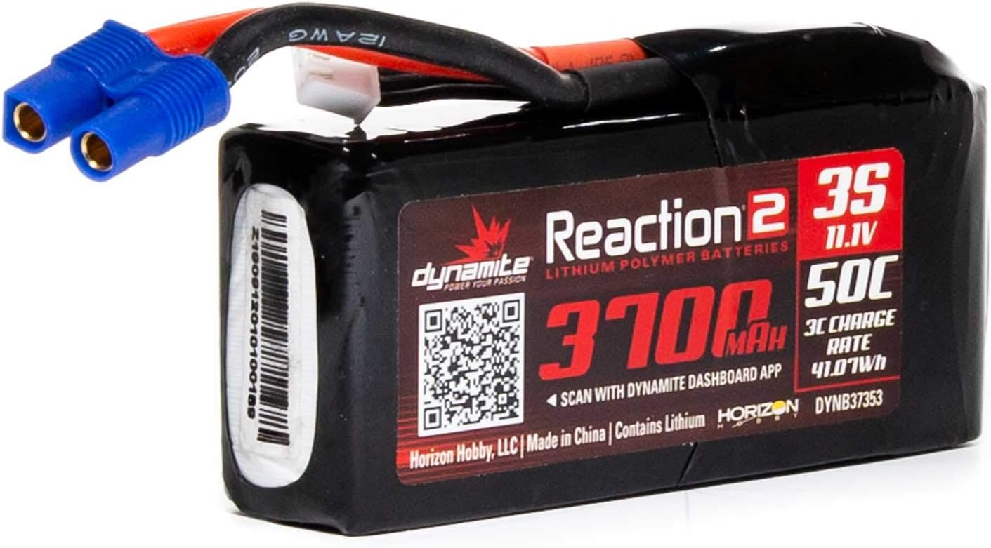 Dynamite Reaction2 11.1V 3700mAh 3S 50C LiPo: 96mm EC3 DYNB37353