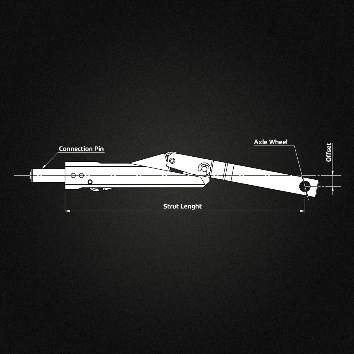 Electron Medium Main Leg Pair 211mm Long 8mm Pin (without wheels) from Electron Retracts
