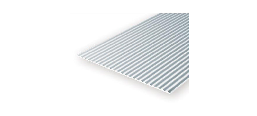 Evergreen 12x24in (30x60cm) Trapezoidal Corrugated Metal Siding Sheet .040in (1.0mm) Thick .060in Groove Spacing (1 sheet per pack) 14527