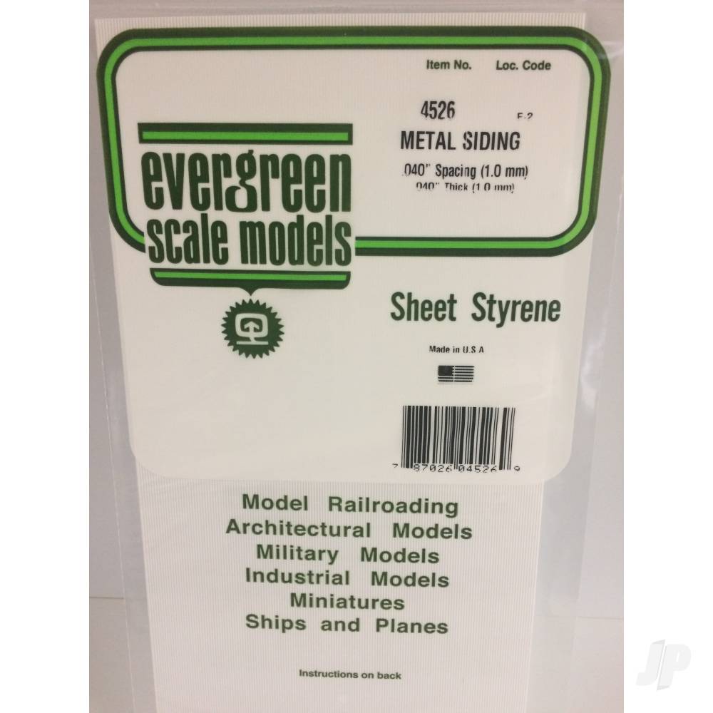 Evergreen Corrugated Metal Siding Sheet .040" Spacing (1 Pack) 4526 in packaging