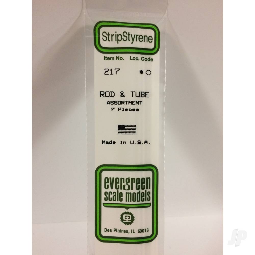 Evergreen Opaque White Styrene Round Rod & Tube Assortment (7 Pack) 217