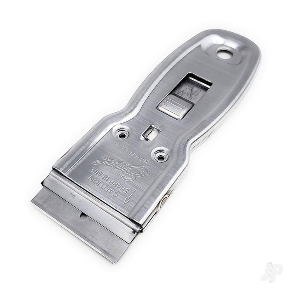 Excel K11 Metal Safety Scraper (6x Blades) (Carded) EXL16011 scraper from front top angle