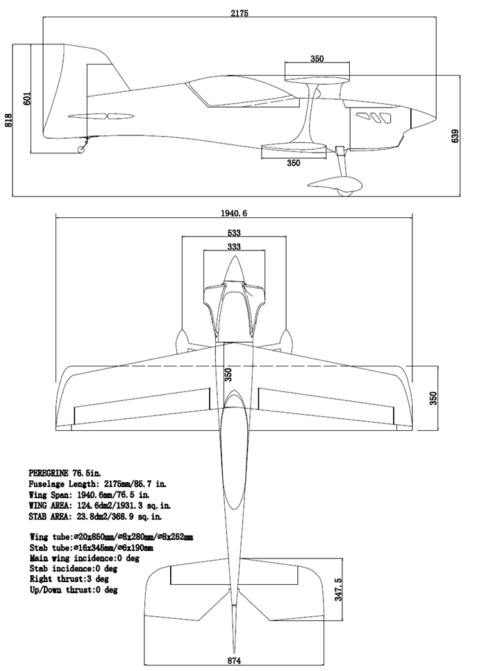 Extreme Flight Peregrine 76.5" 60-70CC ARF Kit