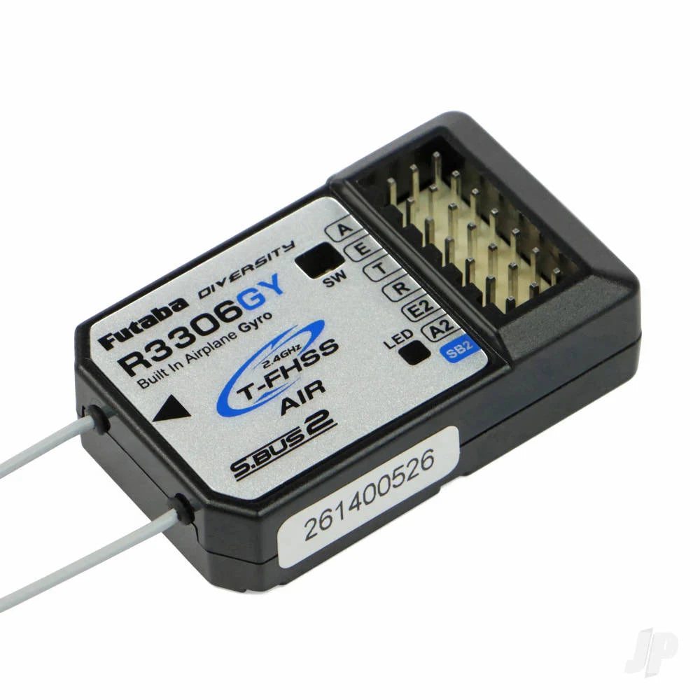 Futaba R3306GY Six (Expandable) Channel T-FHSS Receiver / 6-axis Fixed-wing Gyro with S.Bus2 Output FUT05102766-3