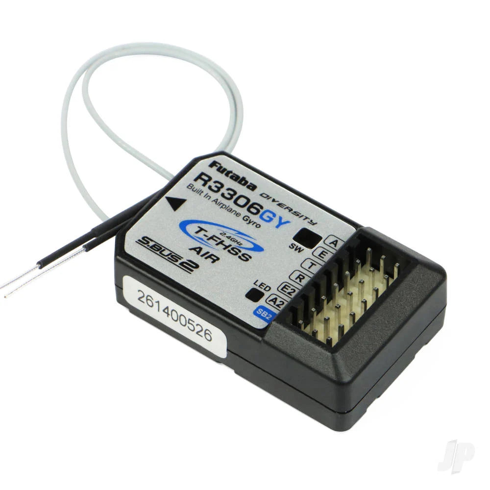 Futaba R3306GY Six (Expandable) Channel T-FHSS Receiver / 6-axis Fixed-wing Gyro with S.Bus2 Output FUT05102766-3