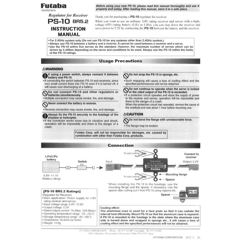 Futaba Receiver Power Regulator (10 Amps) RPS-10