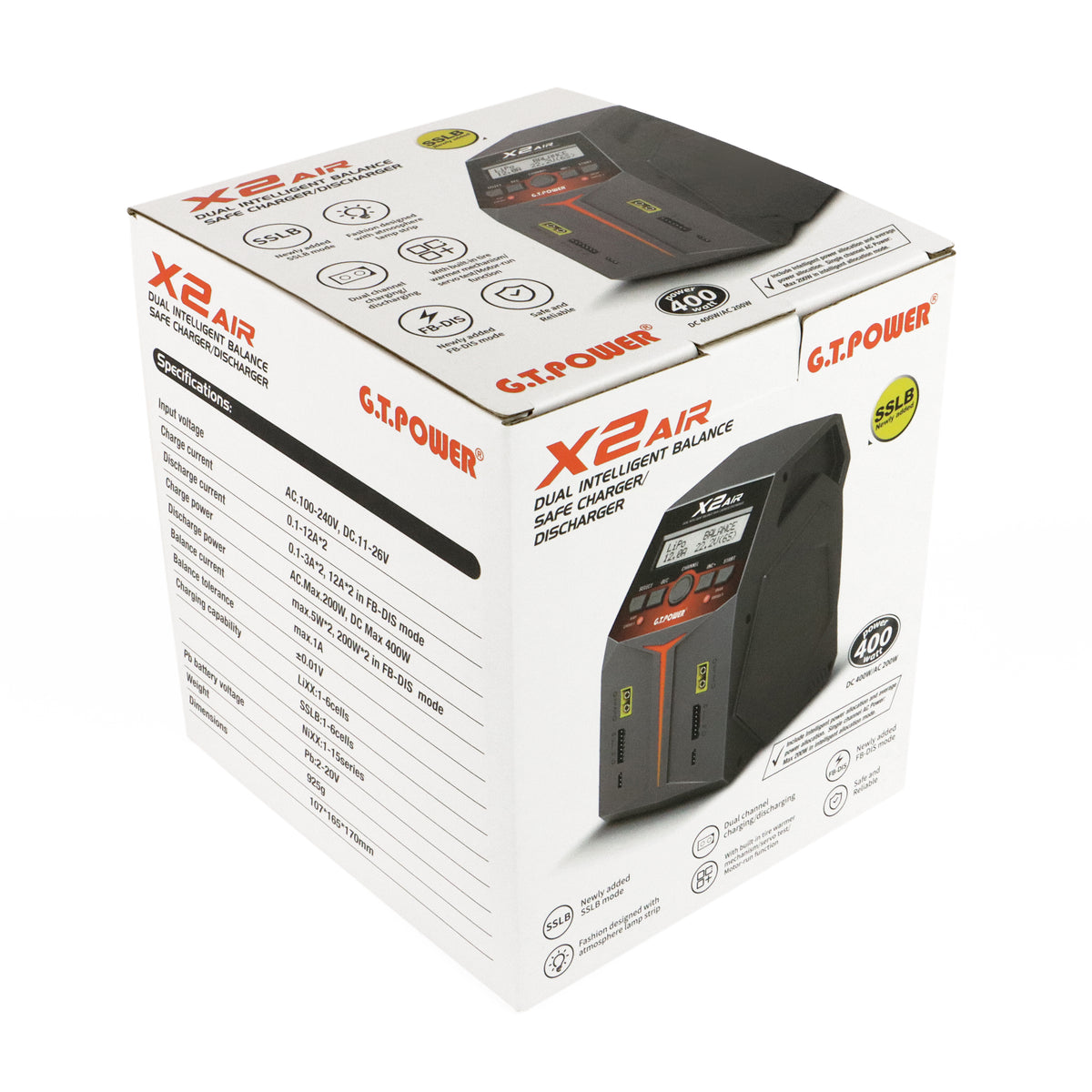 GT Power X2 Air Charger 2x100W AC/DC 12A Charger / Discharger (UK) GTP0185