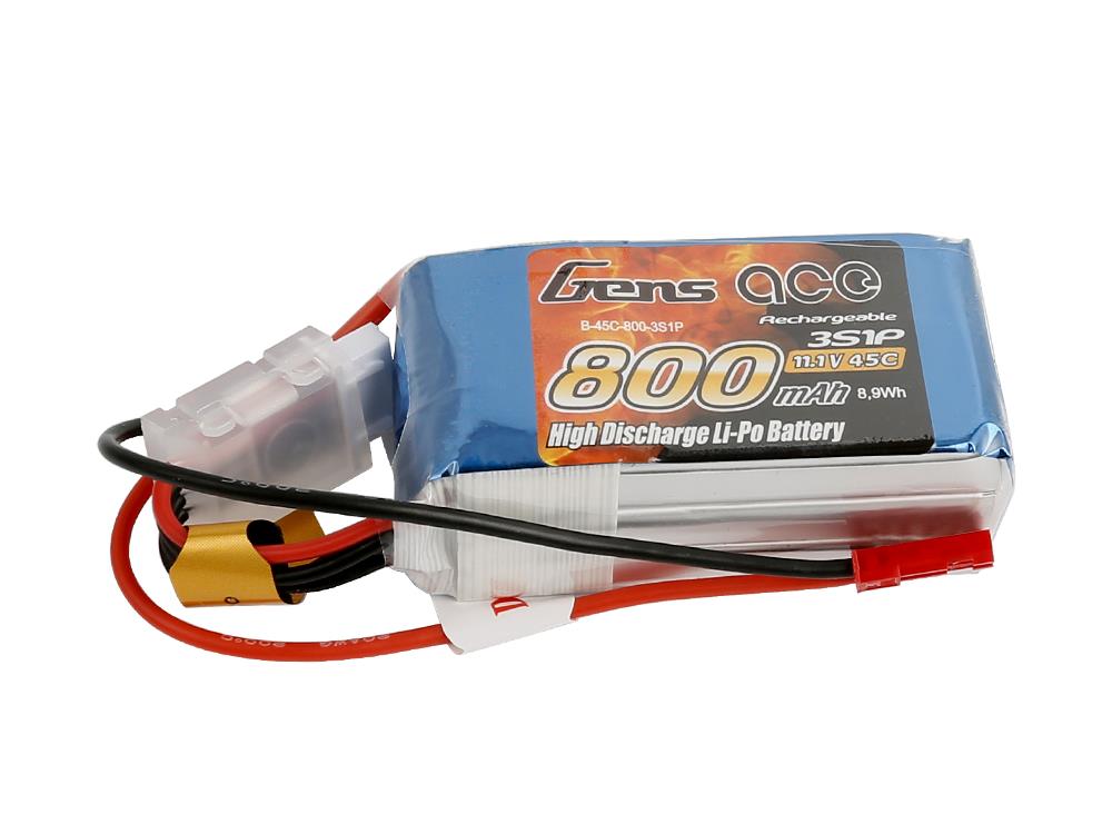 Gens Ace Li-Po 3S 11.1V 800mAh 45C with BEC O-G3S0800-45B