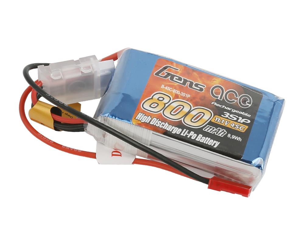 Gens Ace Li-Po 3S 11.1V 800mAh 45C with BEC O-G3S0800-45B