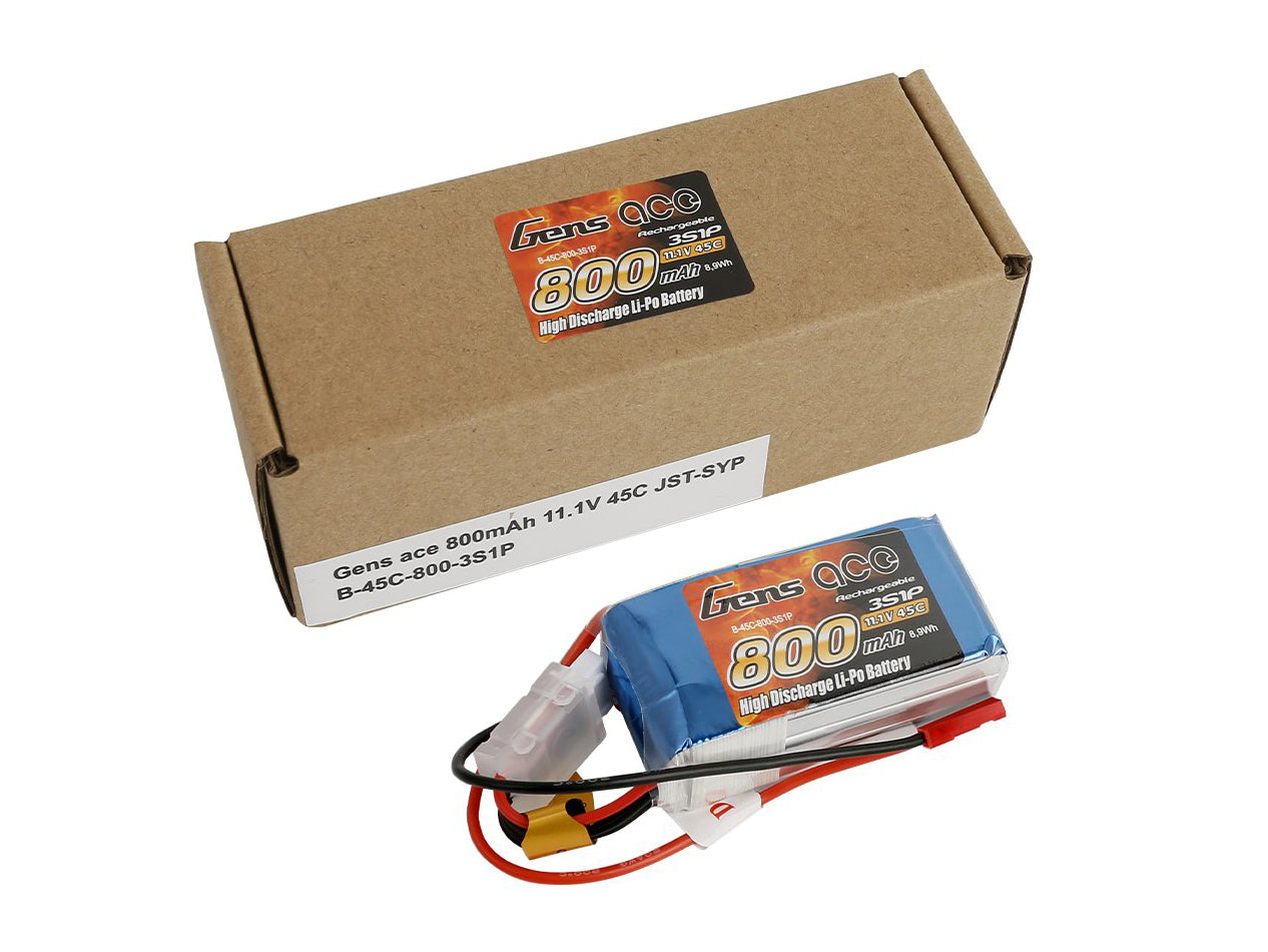 Gens Ace Li-Po 3S 11.1V 800mAh 45C with BEC O-G3S0800-45B
