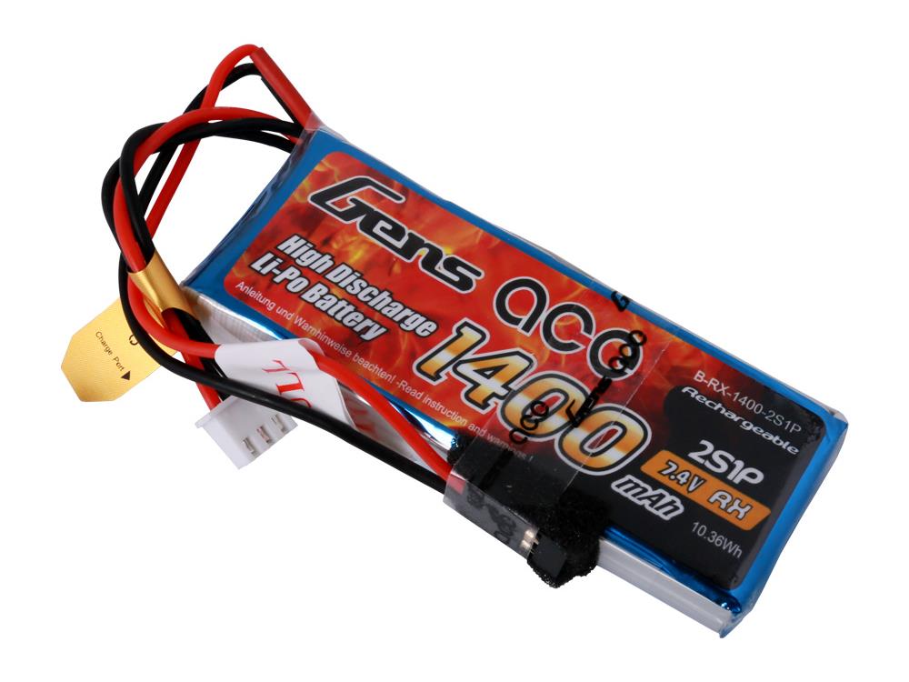 Gens Ace Li-Po 2S 7.4V 1400mAh RXC with Futaba Plug O-G2S1400-RX