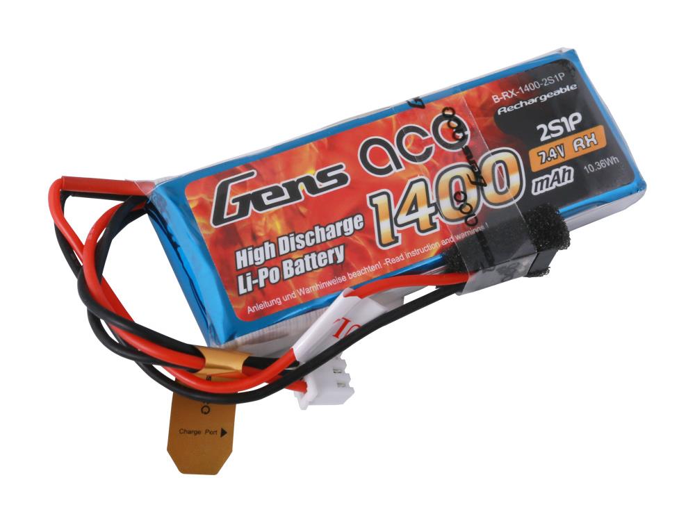 Gens Ace Li-Po 2S 7.4V 1400mAh RXC with Futaba Plug O-G2S1400-RX