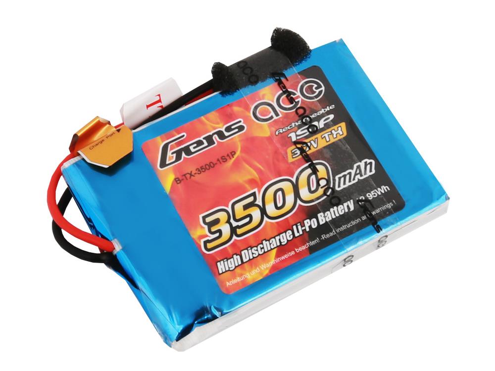 Gens Ace LiPo 1S 3.7V 3500mAh Tx with JR G1S3500-RX
