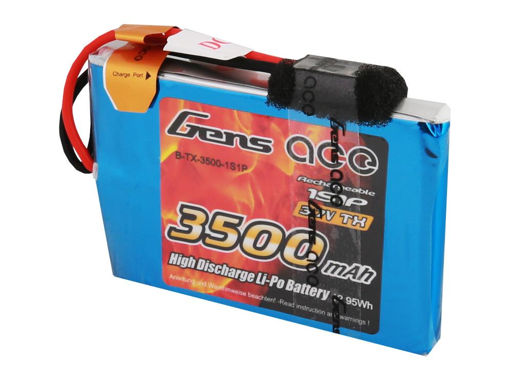 Gens Ace LiPo 1S 3.7V 3500mAh Tx with JR G1S3500-RX