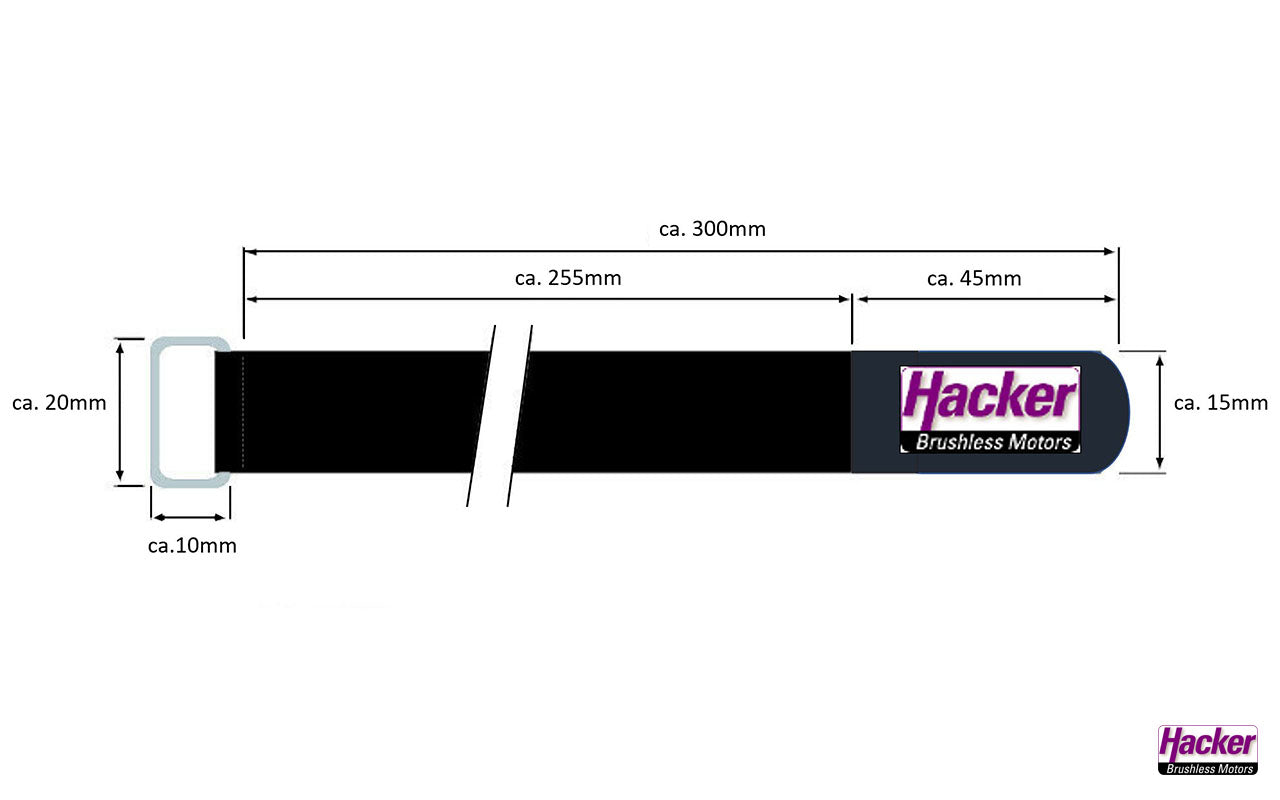 Hacker Rubberized Hook-And-Loop Strap 15x300mm (Single Strap) 28884030 DIMENSIONS