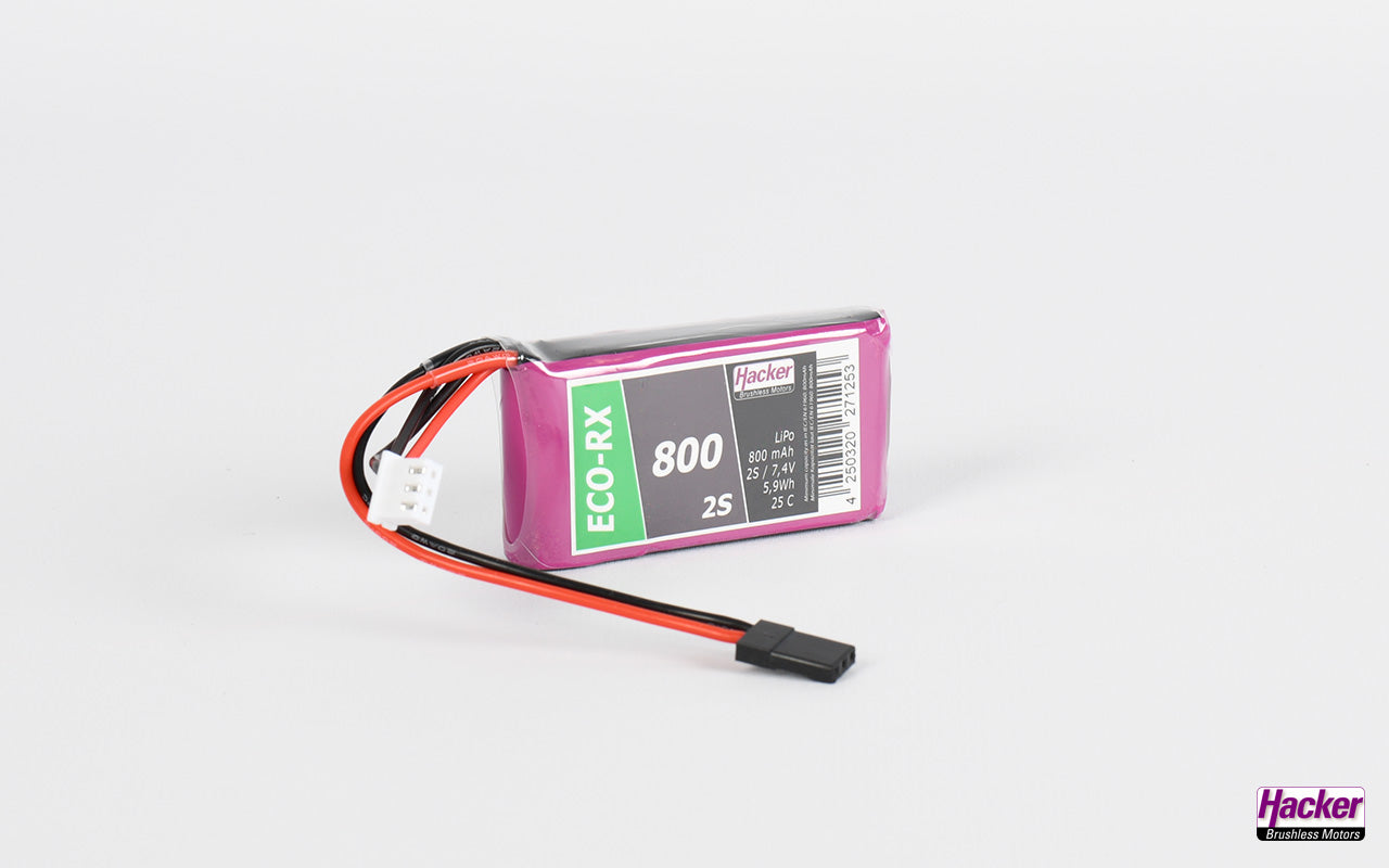 Hacker TF LiPo ECO-RX 800mAh 7.4v 2 Cell LiPo Battery 90800216 