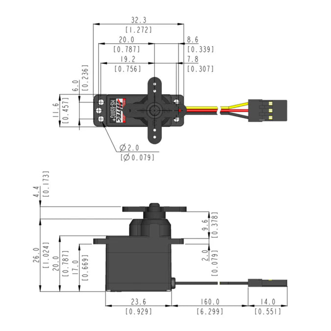 Hitec HS-65MG Ultra Micro Analogue Cored Servo 11.9g 2.2kg/0.11s 4.8V - 6.0V 2212110