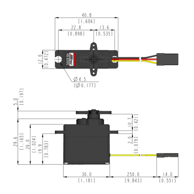 Hitec HS-82MG Micro Analogue Cored Servo 19g 3.4kg/0.1s 4.8V - 6.0V 2212150