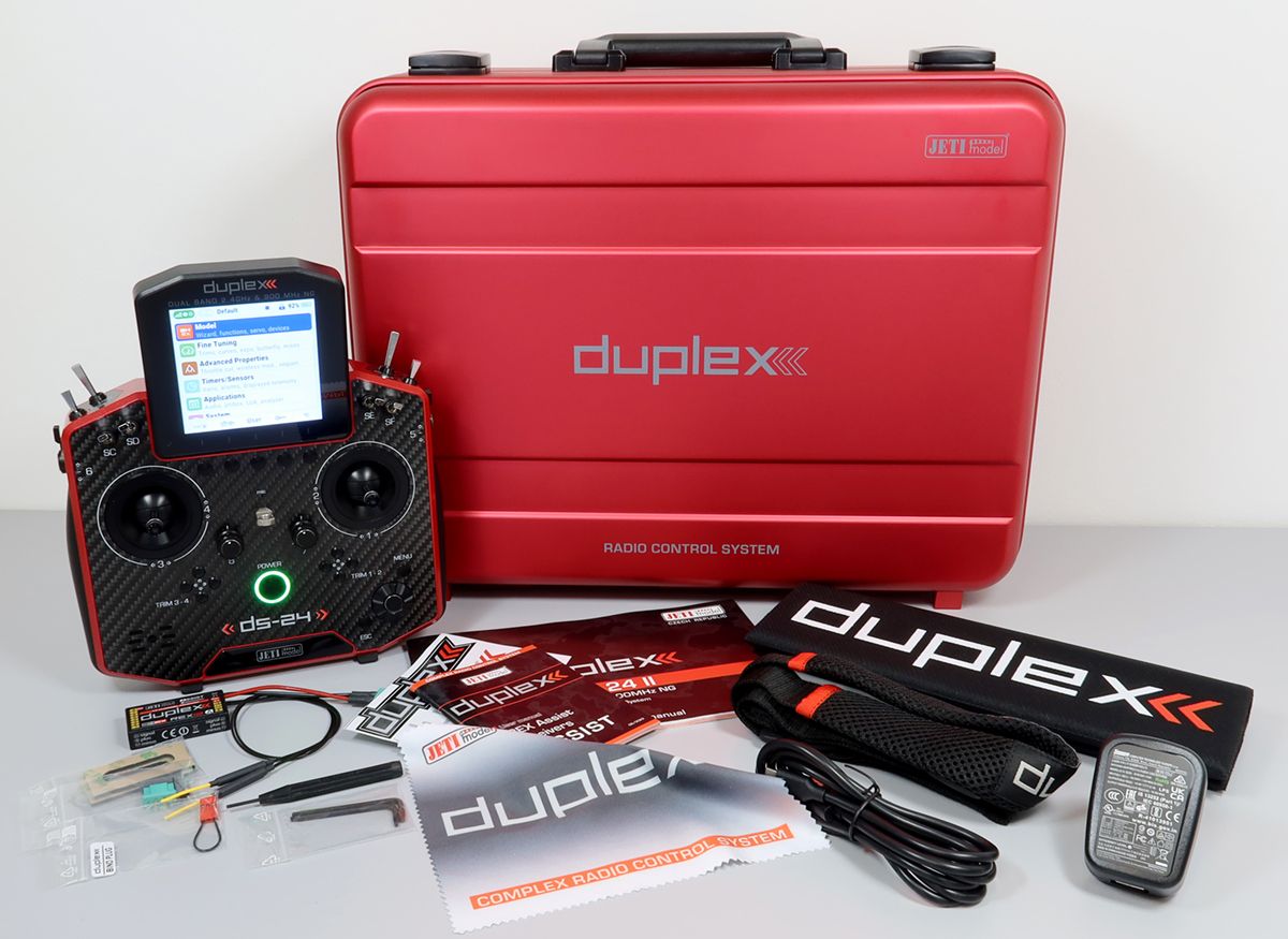 Jeti Duplex 2.4 EX DS24 II Carbon Line Ruby Lacquer Multi Mode Transmitter with REX12 Receiver